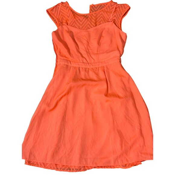 J.Crew Neon Orange Sleeveless chiffon Womens 4 Mini Dress in zigzag Beach Style - Picture 10 of 12